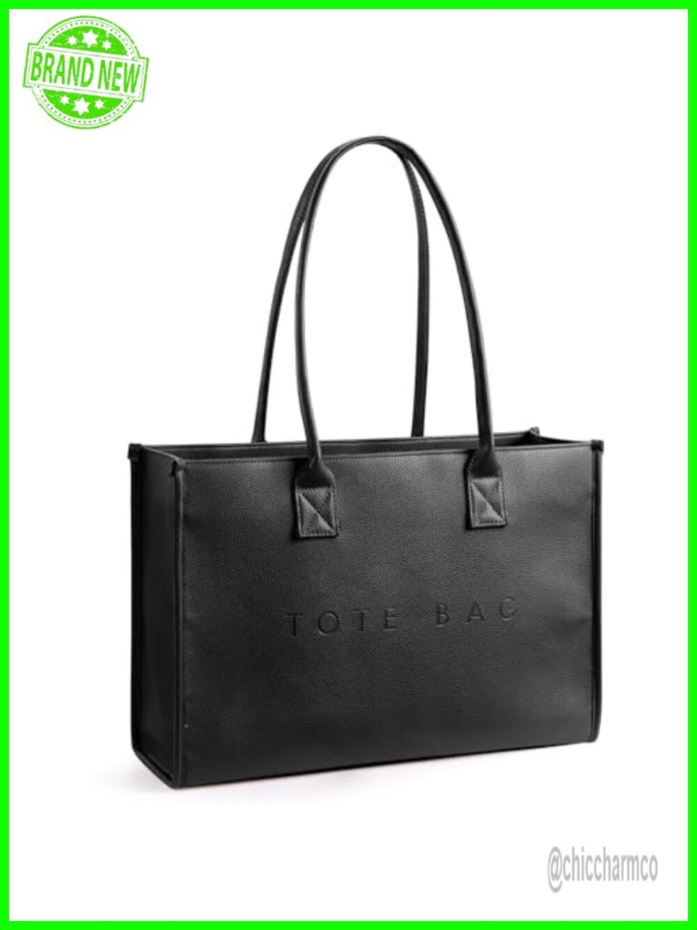Oversize PU Leather Tote Bag Weekender Shopper Handbag Top Handle Work Travel